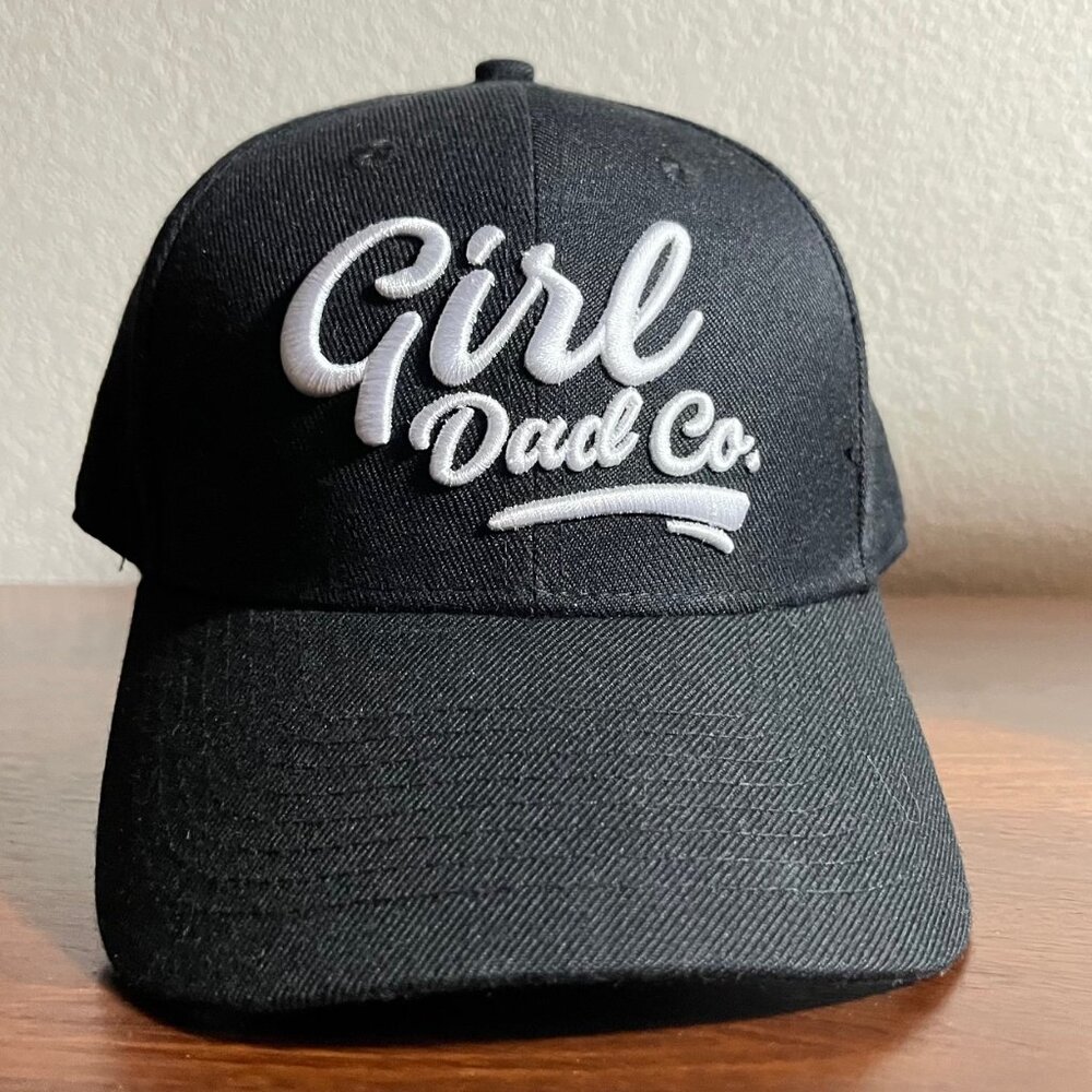 Girl Dad Co. Baseball Cap White on Black 3D Dad Gift Idea